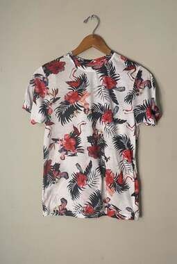 Fresh Prints of Bel-Air Men's Tropical Pin-Up Girl Flamingo Floral T-Shirt Sz S